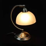 Mini Bankers Lamp with Marbleized Glass Shade and Touch Control
