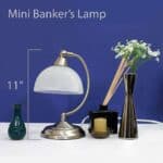 Mini Bankers Lamp with Marbleized Glass Shade and Touch Control