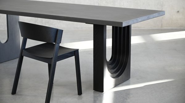 ECHO Black Concrete Top Dark Brown Oak Dining Table 3 2