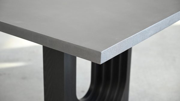 ECHO Black Concrete Top Dark Brown Oak Dining Table 4 2