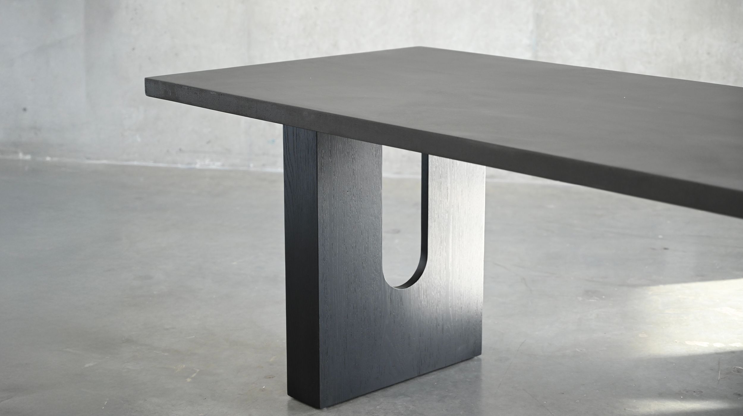ECHO Black Concrete Top Dark Brown Oak Dining Table 6 ECHO Black Concrete Top Dark Brown Oak Dining Table - Image 6