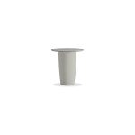 EDEM Tall Travertine Marble End Table Silver Taupe Base