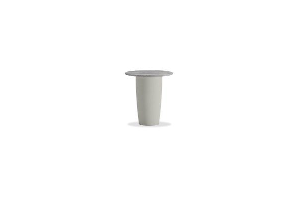 EDEM Tall Travertine Marble End Table Silver Taupe Base
