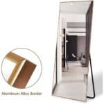 Gold Full Length Floor Mirror with Stand and Wall Mount