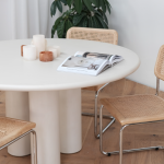 ELEPHANT Ivory MicroSkin Round Dining Table 4 ELEPHANT Ivory MicroSkin Round Dining Table