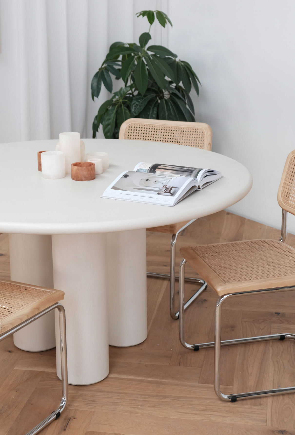 ELEPHANT Ivory MicroSkin Round Dining Table 2 ELEPHANT Ivory MicroSkin Round Dining Table - Image 2