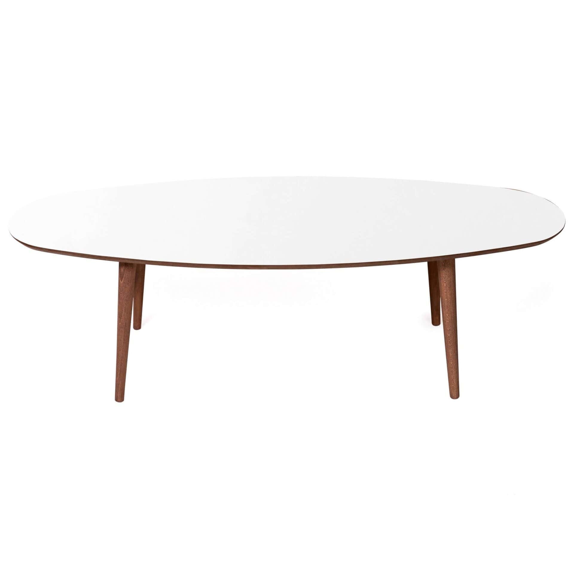 White Wood Mid-Century Modern Oval Center Table 1 White Wood Mid-Century Modern Oval Center Table