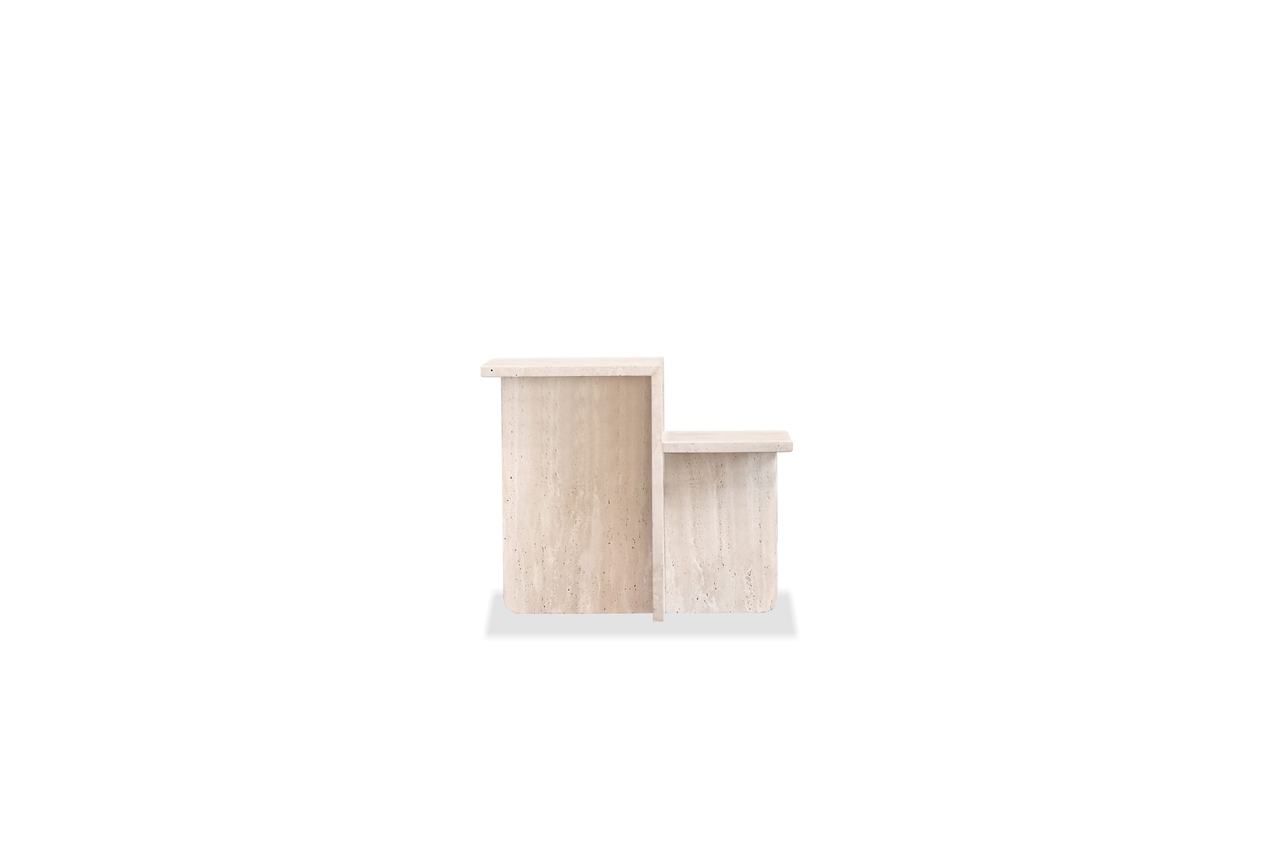 ELLI Travertine Marble End Table with Shelf 2 ELLI Travertine Marble End Table with Shelf - Image 2