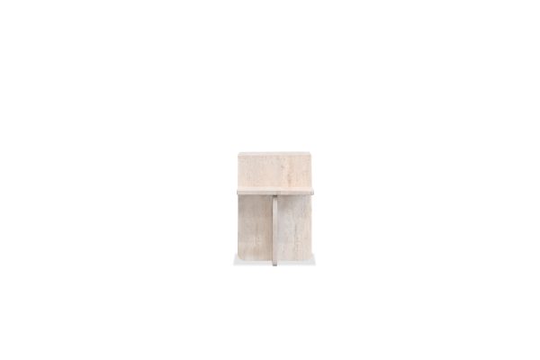 ELLI Travertine Marble End Table with Shelf 2