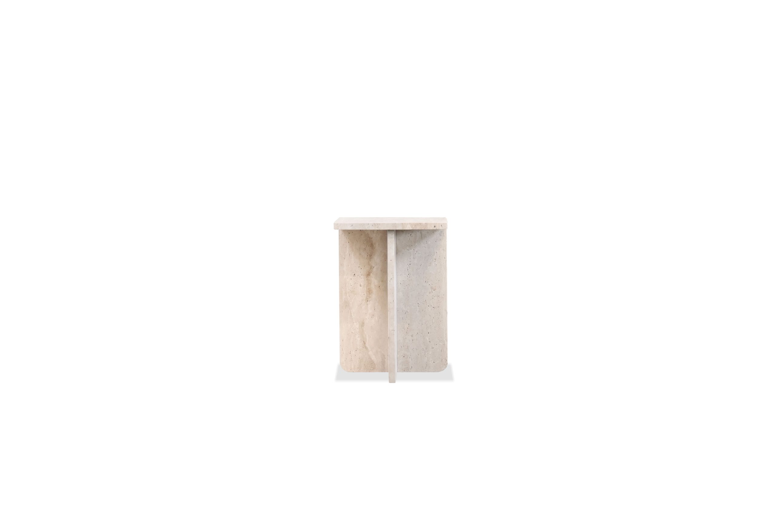 ELLI Travertine Marble End Table with Shelf 4 ELLI Travertine Marble End Table with Shelf - Image 4