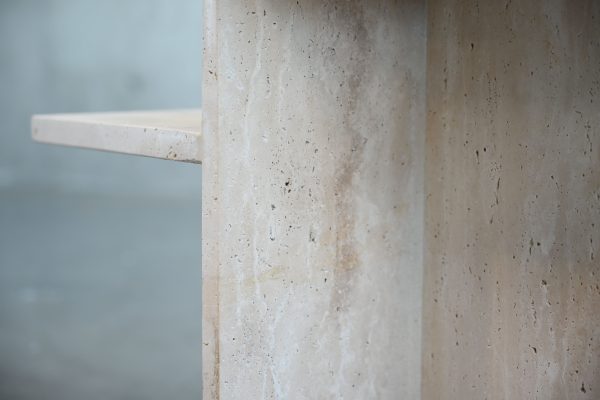 ELLI Travertine Marble End Table with Shelf 4