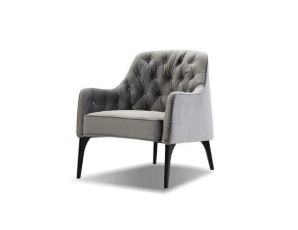 ELLINGTON Graphite Velvet Lounge Chair Black Wood Legs 6