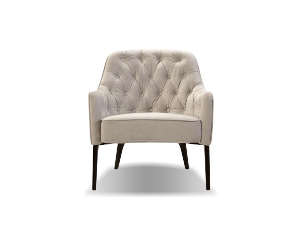 ELLINGTON Oyster Velvet Lounge Chair Black Wood Legs 4 1