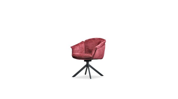 ELOISE Burgundy Fabric Swivel Dining Chair Black Steel 2