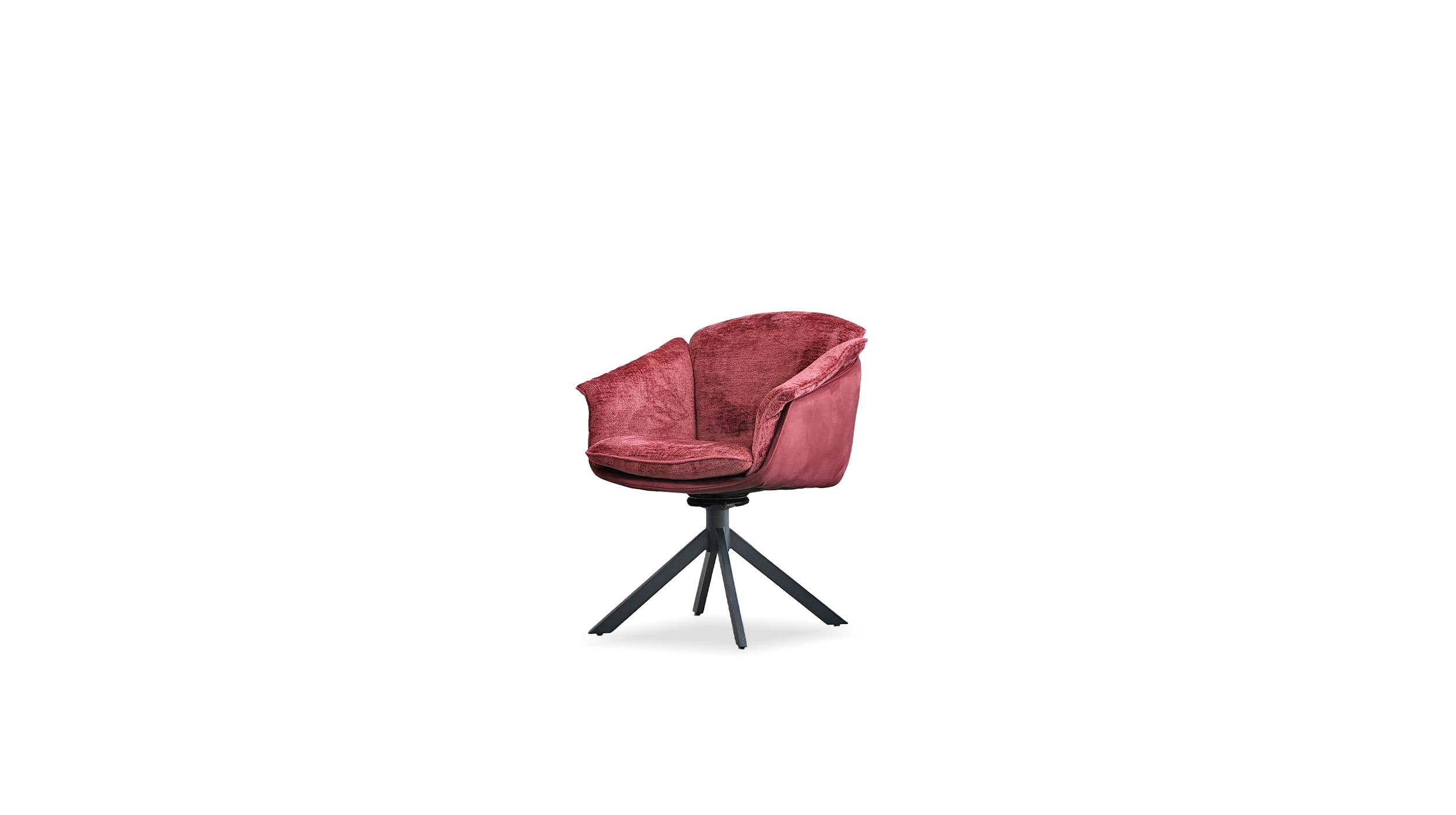 ELOISE Burgundy Fabric Swivel Dining Chair Black Steel 1 ELOISE Burgundy Fabric Swivel Dining Chair Black Steel
