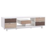 Modern White 70-Inch TV Stand with Natural Wood Accents 6 Modern White 70-Inch TV Stand with Natural Wood Accents