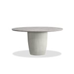 ERDEN Round Silver Grey Travertine Dining Table Cement Base