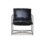 ERICSSON Black Leather Lounge Chair Black Steel Base