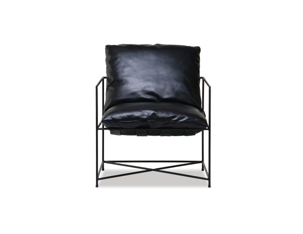 ERICSSON Black Leather Lounge Chair Black Steel Base 1 1