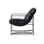 ERICSSON Black Leather Lounge Chair Black Steel Base