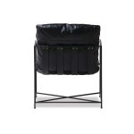 ERICSSON Black Leather Lounge Chair Black Steel Base