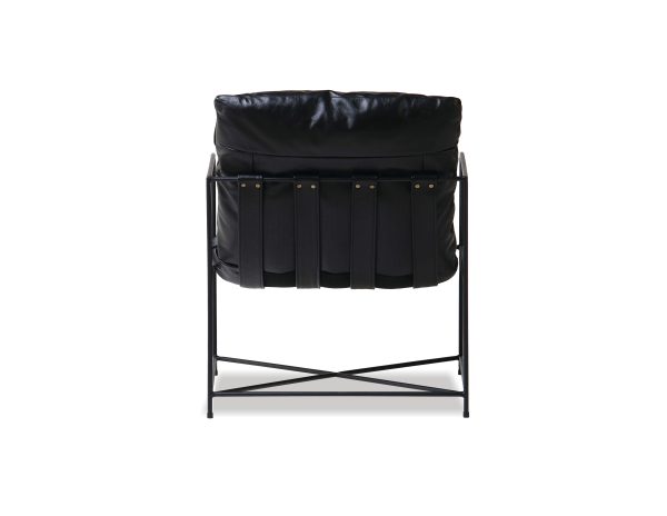 ERICSSON Black Leather Lounge Chair Black Steel Base 3 1