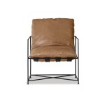 ERICSSON Tan Leather Lounge Chair Black Steel Base