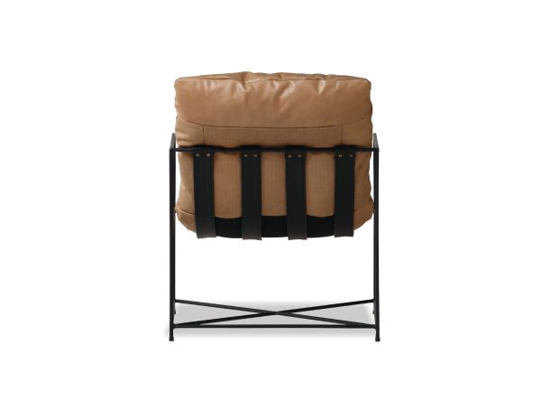 ERICSSON Tan Leather Lounge Chair Black Steel Base 2 1