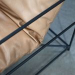 ERICSSON Tan Leather Lounge Chair Black Steel Base