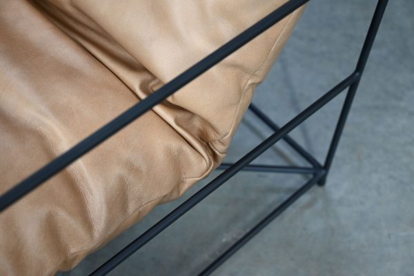 ERICSSON Tan Leather Lounge Chair Black Steel Base 3 1