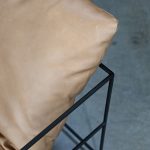 ERICSSON Tan Leather Lounge Chair Black Steel Base