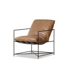 ERICSSON Tan Leather Lounge Chair Black Steel Base