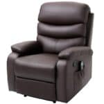 Adjustable Brown Faux Leather Massage Recliner Chair with Footrest