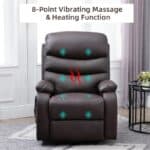 Adjustable Brown Faux Leather Massage Recliner Chair with Footrest