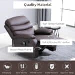 Adjustable Brown Faux Leather Massage Recliner Chair with Footrest
