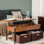 Farmhouse Brown Lift-Top Coffee Table with Storage Drawers and Bins