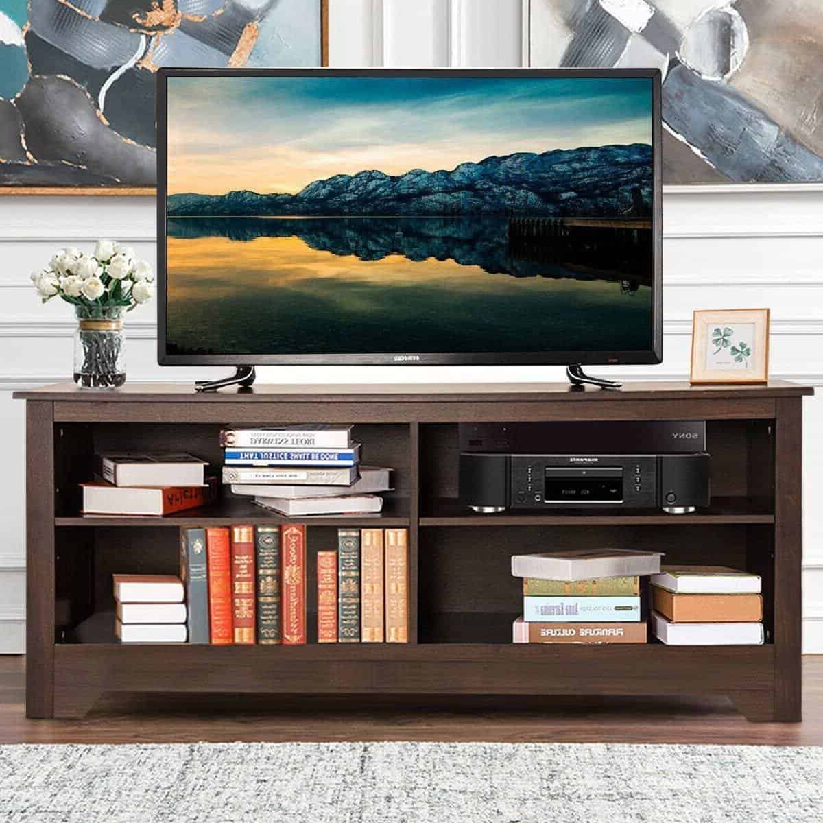 Espresso TV Stand with Adjustable Shelves for 60-Inch TVs 2 Espresso TV Stand with Adjustable Shelves for 60-Inch TVs - Image 2