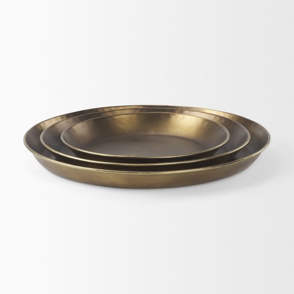 Eagan 16.0L x 16.0W x 1.5H Brass Aluminium Tray Small 10