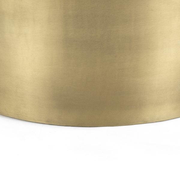 Eclipse Antique Brass Metal Drum Base w Dark Brown Wood Top Nested Coffee Table 14