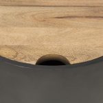 Eclipse Gunmetal Gray Drum Base w/ Brown Wood Top End/Side Table