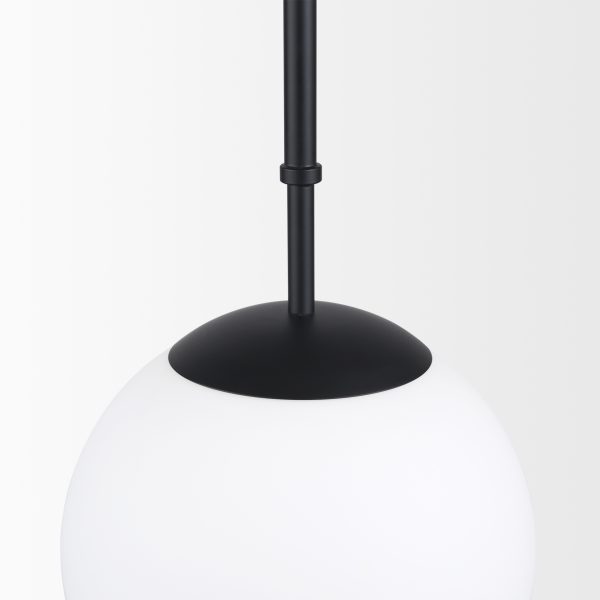 Edie Matte Black Metal w Frosted Glass Globe 1 Light Pendant 6