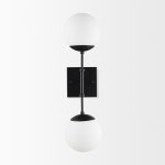 Edie Matte Black Metal w/ Frosted Glass Globes 2-Light Wall Sconce