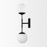 Edie Matte Black Metal w/ Frosted Glass Globes 2-Light Wall Sconce