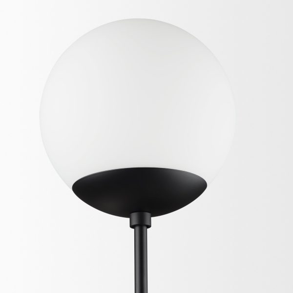 Edie Matte Black Metal w Frosted Glass Globes 2 Light Wall Sconce 5