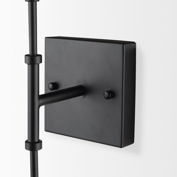 Edie Matte Black Metal w Frosted Glass Globes 2 Light Wall Sconce 6