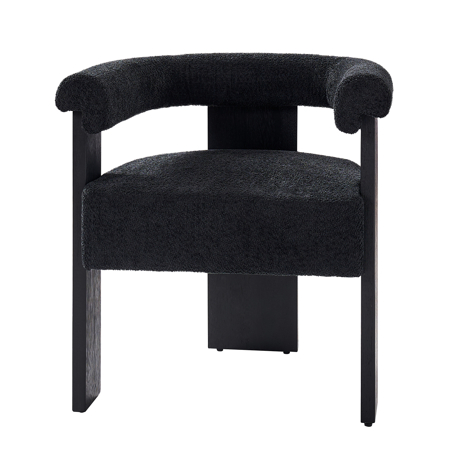 Eduard Black Boucle Modern Dining Chair with Lamellar Legs 2 Eduard Black Boucle Modern Dining Chair with Lamellar Legs - Image 2