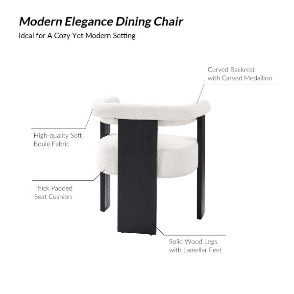 Eduard Ivory Boucle Modern Round Back Dining Chair 2