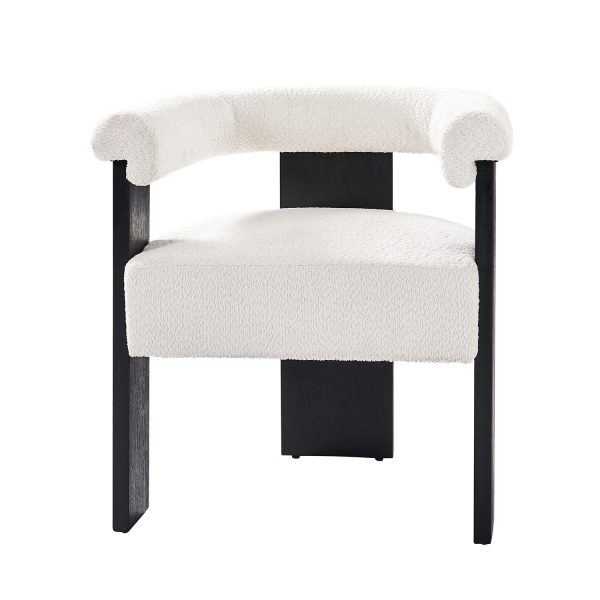 Eduard Ivory Boucle Modern Round Back Dining Chair