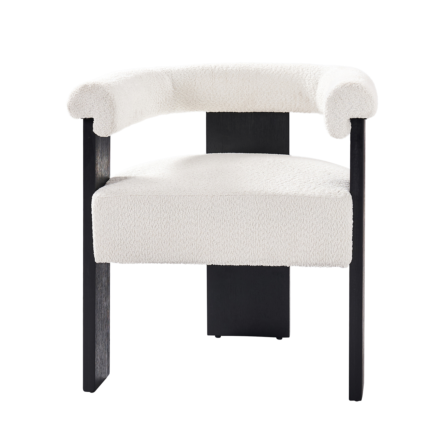 Eduard Ivory Boucle Modern Round Back Dining Chair 1 Eduard Ivory Boucle Modern Round Back Dining Chair