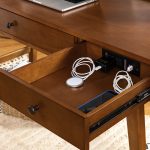 Edward Walnut Mid-Century Modern Charging Desk with Drawers 8 Edward Walnut Mid-Century Modern Charging Desk with Drawers